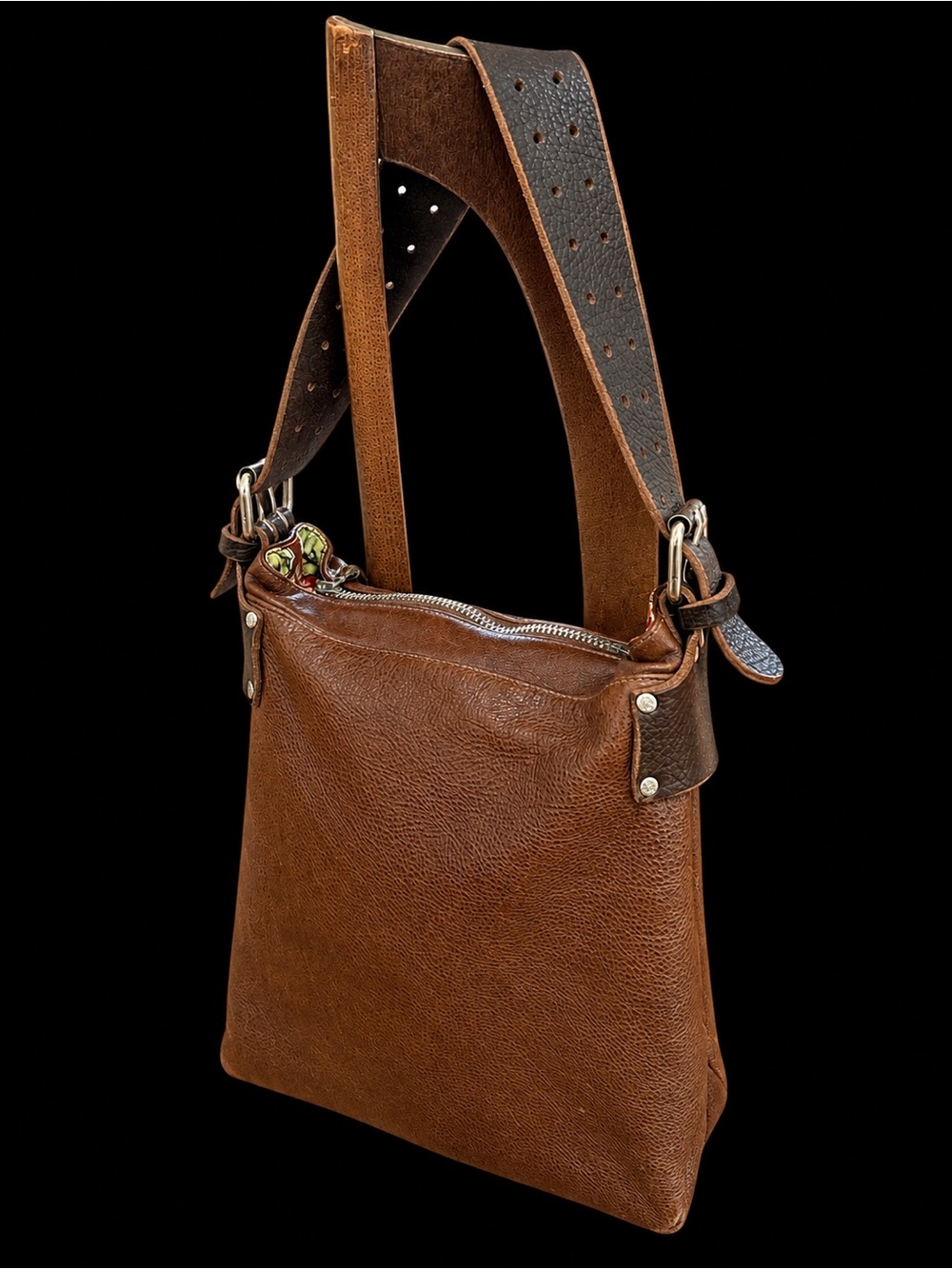 TYLIE MALIBU Y2K Leather Brown Slouch Hobo Shoulder Bag